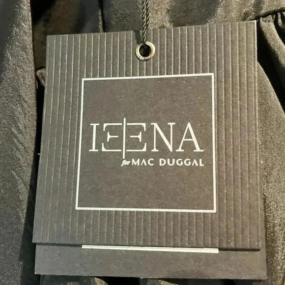 NWT Mac Duggal Spaghetti Strap Center Bow Balloon Mini Dress in Black Size 4 - Picture 8 of 10